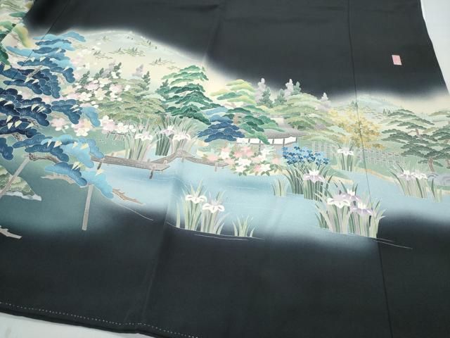 平和屋着物○十日町友禅作家 阿部佳雪 黒留袖 竜安寺 正絹 逸品