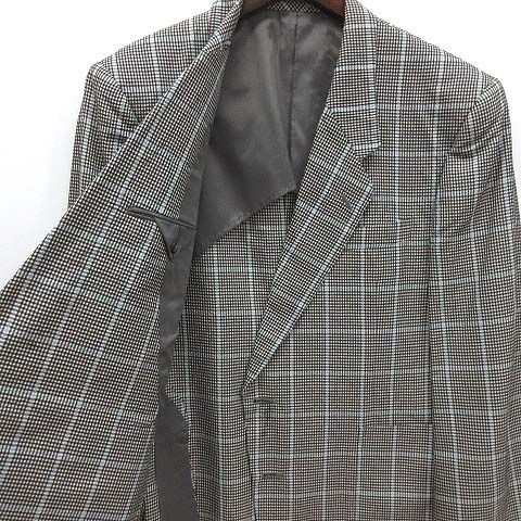 【美品】ランバン テーラードジャケット シアサッカー チェック シルク100% ランバン LANVIN シアサッカー シルク チェック テーラード