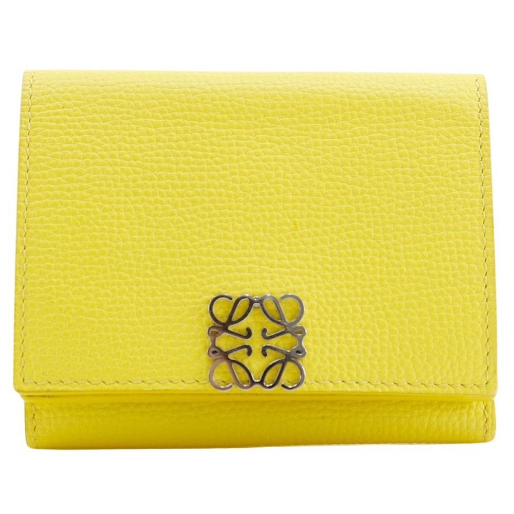 LOEWE ロエベ アナグラム トライフォールド ウォレット C821TR2X16 カーフ 黄 レディース 三つ折り財布