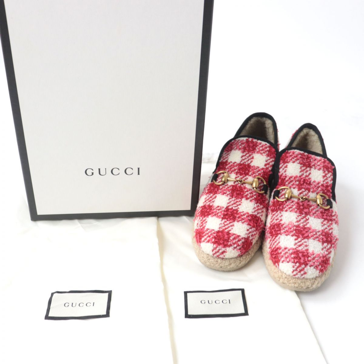 未使用品☆GUCCI グッチ 575850 VICHY TWEED ホースビット ムートン