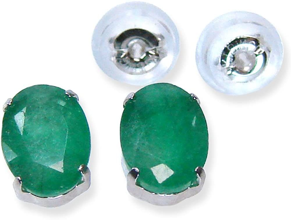 あなたと私の宝石箱] プラチナ エメラルド ピアス 大粒合計1.4カラット