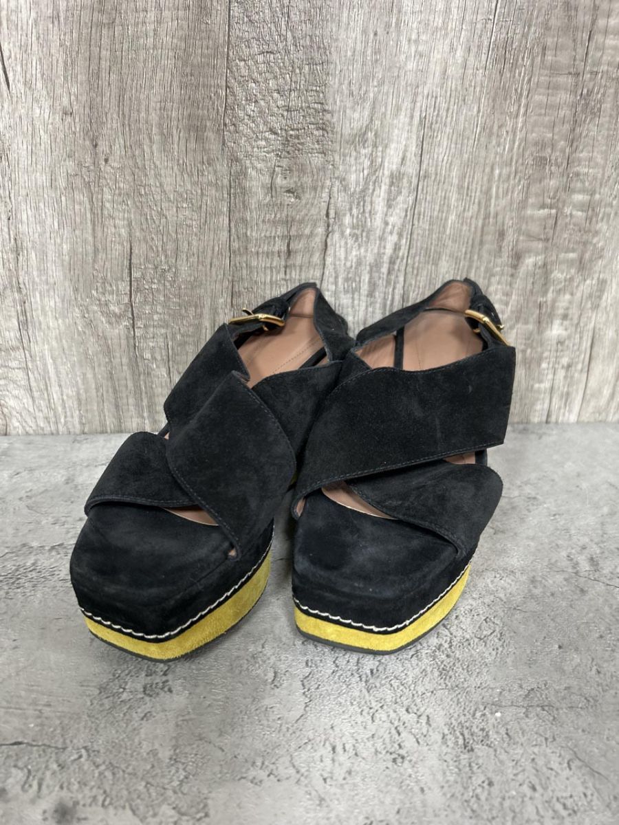 MARNI マルニ スエード 厚底サンダル サンダル size36|黒ｘ黄 ◆◎レディース