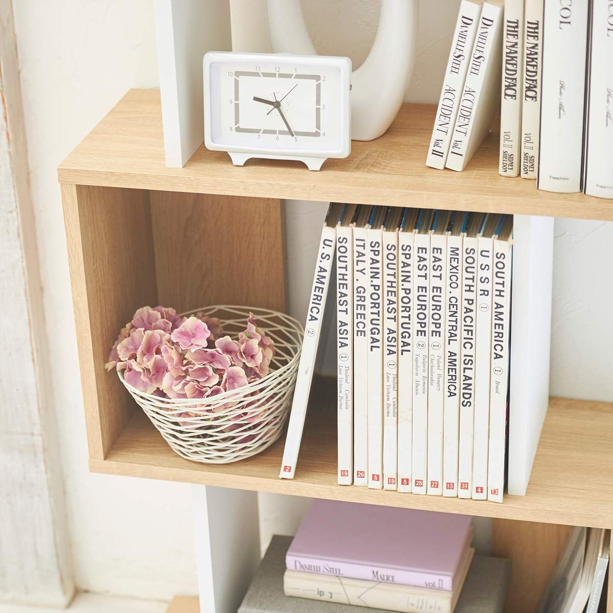 人気商品】幅59.6 ナチュラルブラウン 高さ107.2 背面化粧済 本棚 奥行