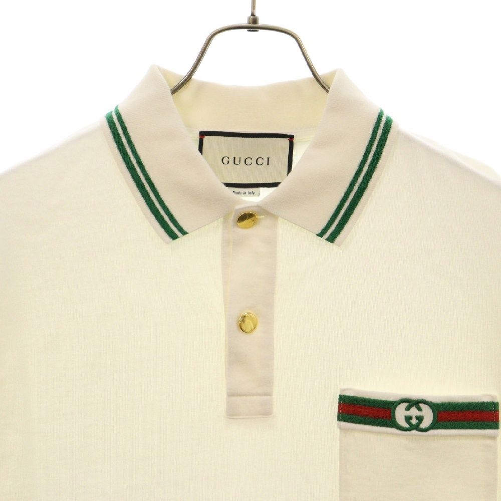 GUCCI (グッチ) インターロッキングG 半袖ポロシャツ ホワイト