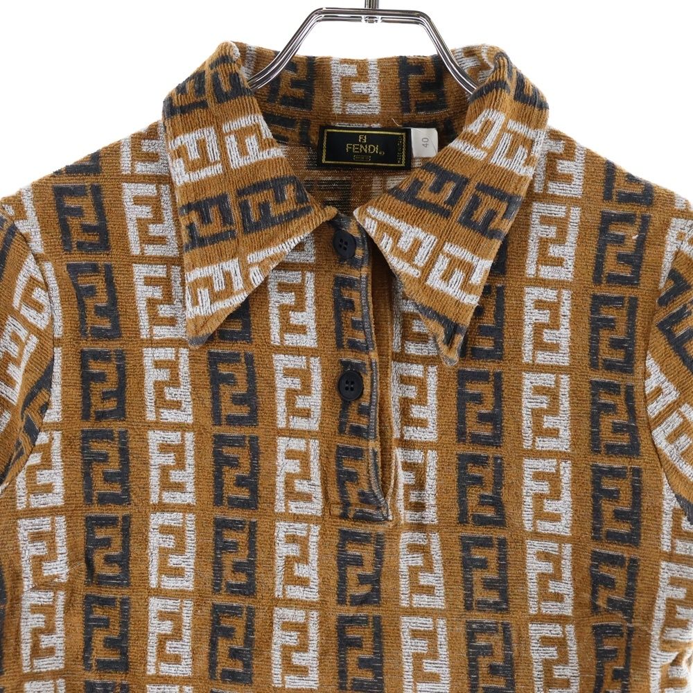 FENDI (フェンディ) VINTAGE 90s ズッカ総柄 コットンパイル地半袖