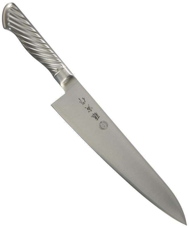 藤寅作 牛刀 240mm コバルト合金鋼 両刃 肉切りだけでなく魚や野菜の調理に使えるシェフナイフ 柄は握りやすいトルネード模様 オールステンレス 食洗器使用OK DPコバルト合金鋼割込 F