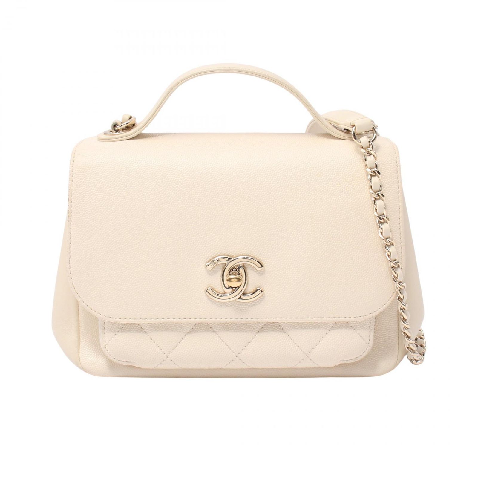 シャネル CHANEL ショルダーバッグ ミニ フラップ バッグ マトラッセ ビジネスアフィニティ A93749 ホワイト レザー レザー マトラッセ ビジネス アフィニティ 2wayチェーンショルダー レディース Used B