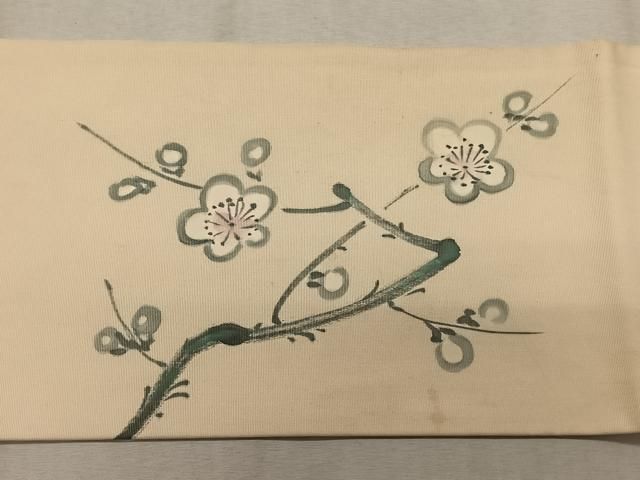 平和屋着物◎九寸名古屋帯 総刺繍 枝花文 正絹 逸品 DAAU4116cm