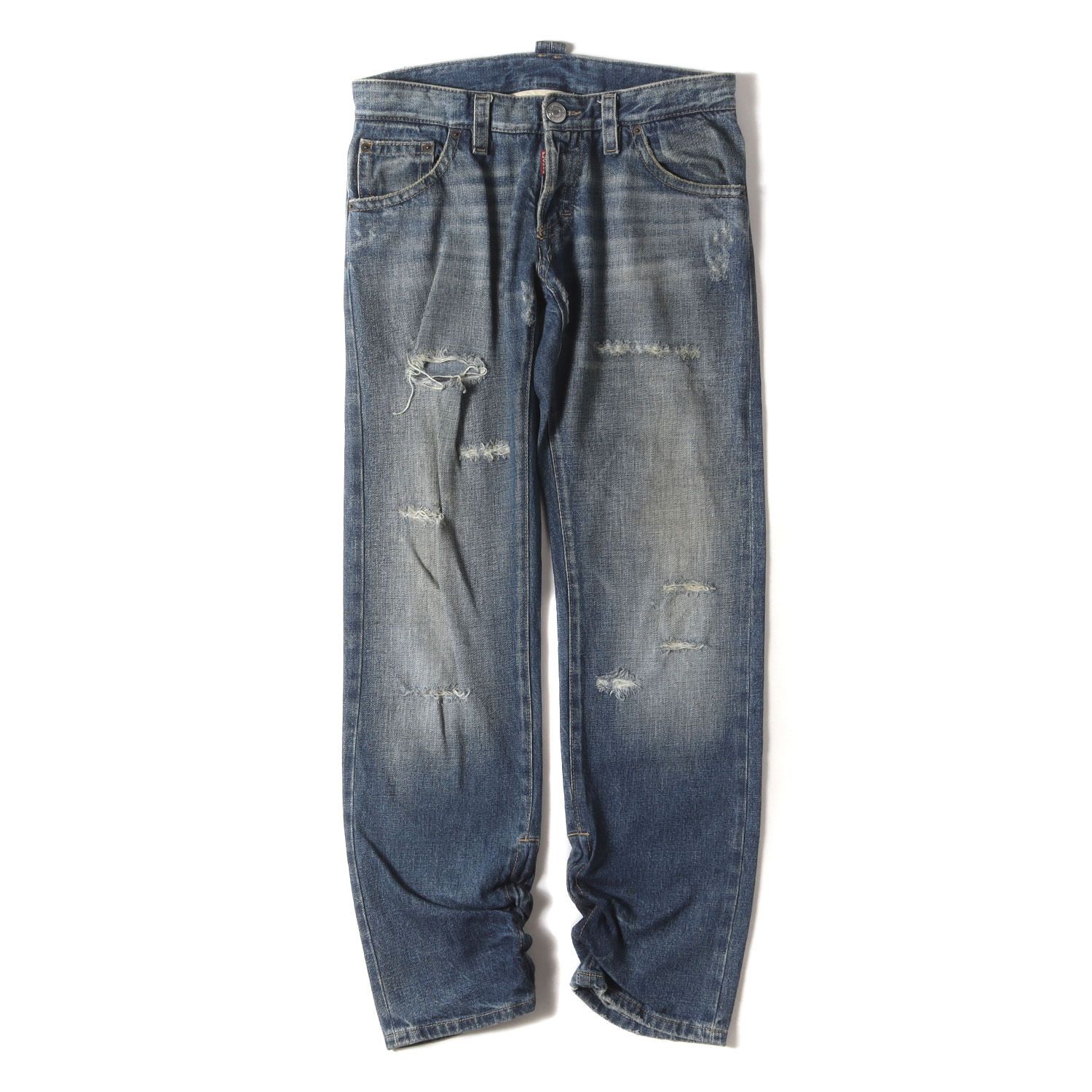 ディースクエアード DSQUARED2 ボトムス ジーンズ サイズ34 XS ネイビー レディース ダメージ加工 美品 DSQUARED2 (ディースクエアード) ボタンフライ ジーンズ COOL GUY