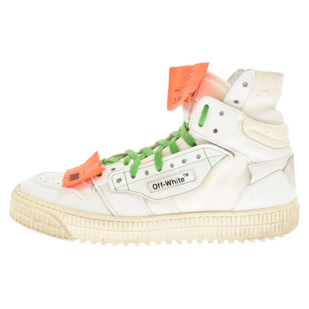 Off-white オフホワイト ハイカットレザースニーカー ホワイト OFF-WHITE (オフホワイト) タグデザイン レザーハイカット