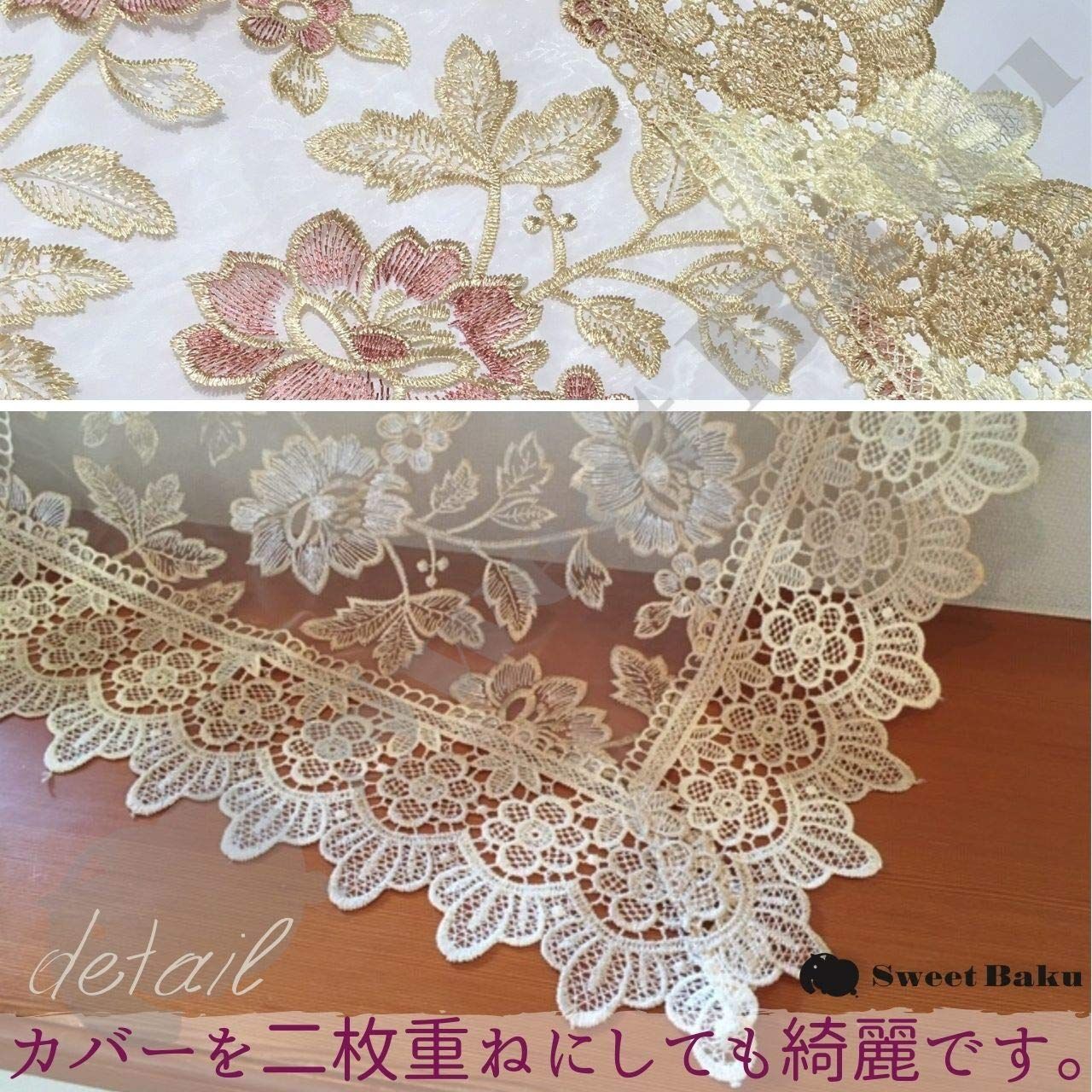 テーブルクロス‐正方形 北欧風‐レース‐透かし花柄 サイドテーブル‐丸