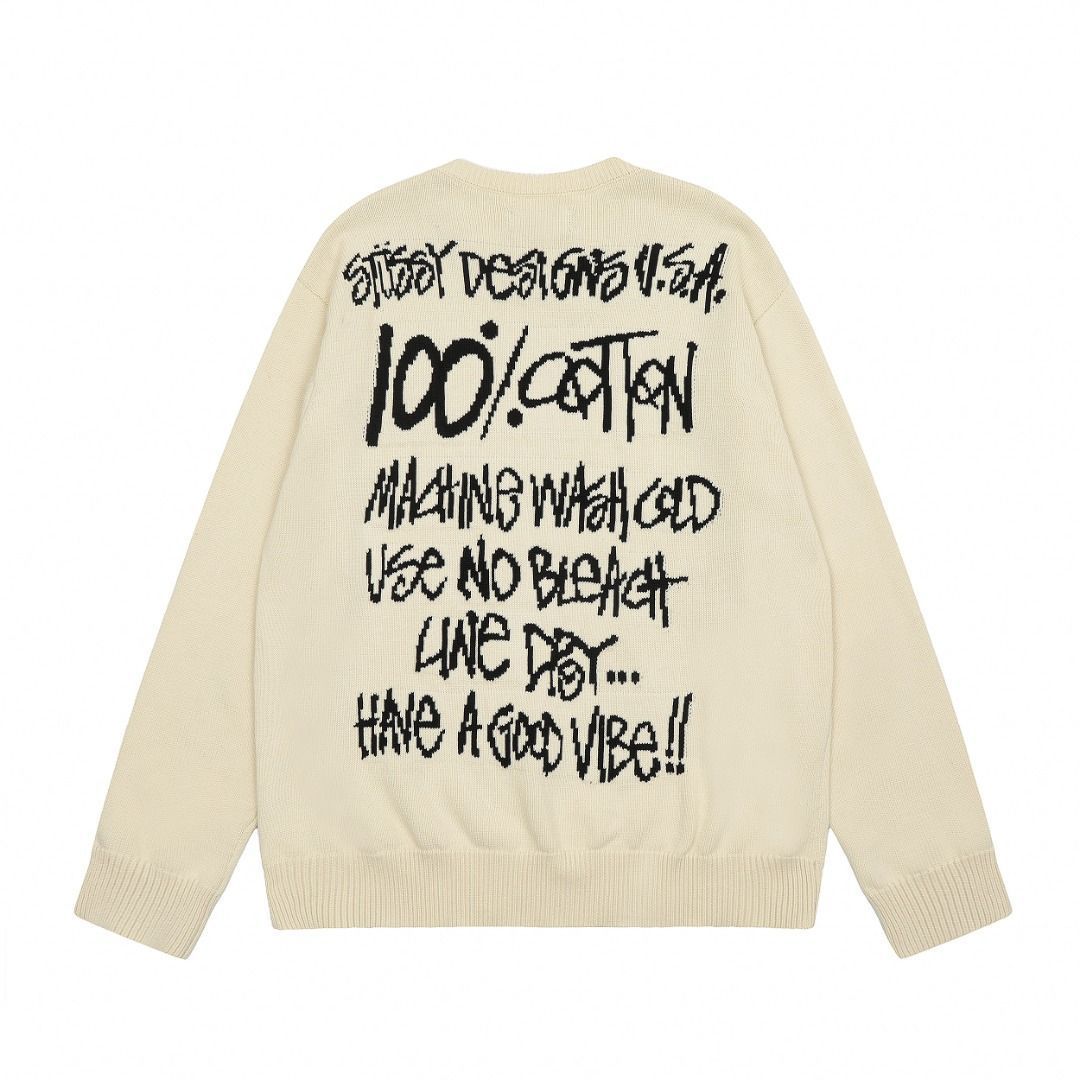 STUSSY 秋冬新作クラシック筆記体ロゴ文字ラウンドネックジャンパー