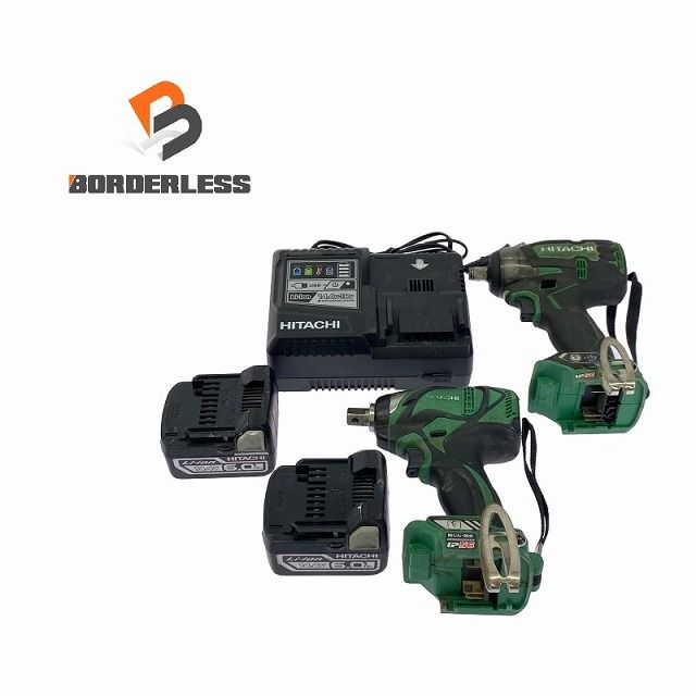 2点セット HITACHI 日立工機 14.4V コードレスインパクトレンチ WR14DBDL2|DBAL2 バッテリ2個 14.4V 6.0Ah 充電器付き 107773