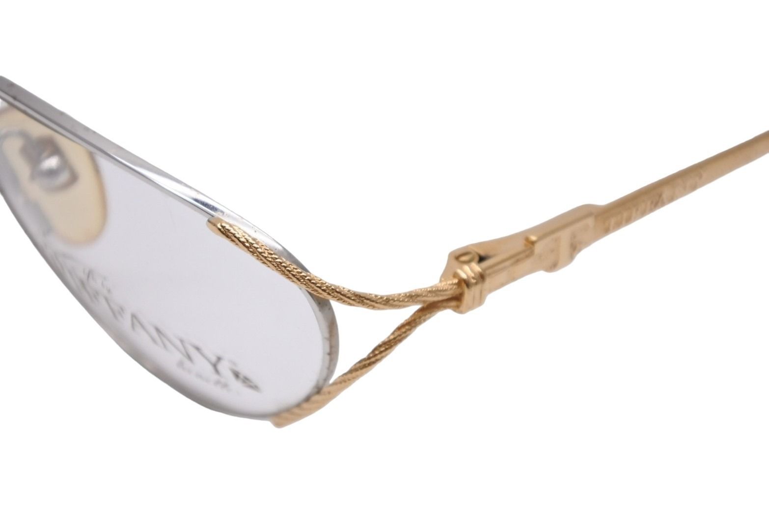 TIFFANY&Co. ティファニー サングラス メガネ 23k T360 ヴィンテージ 度無し 56◻︎18 135 ゴールド ブラック 美品  55101