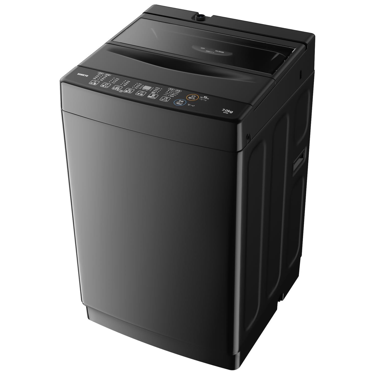 透明ガラスドア 槽洗浄 最短10分洗濯 予約機能 コンパクト 幅51㎝ 1-3人用 一人暮らし 部屋干し 全自動 スリム 7kg 静音 洗濯機 B700 SAMKYO ブラック