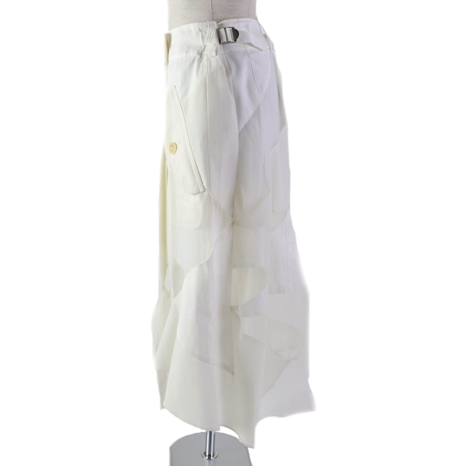 美品★Sacai サカイ 21SS 21-05418 Hank Willis Thomas Solid Mix Skirt インナースカート付 ドッキングスカート ホワイト 2 日本製 正規品 レディース