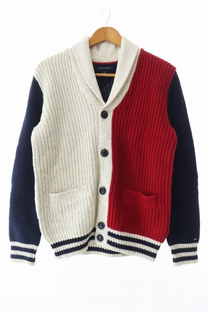 トミーヒルフィガー TOMMY HILFIGER ウール ドライバーズ ニット カーディガン M マルチカラー ブランド古着ベクトル 中古  241123