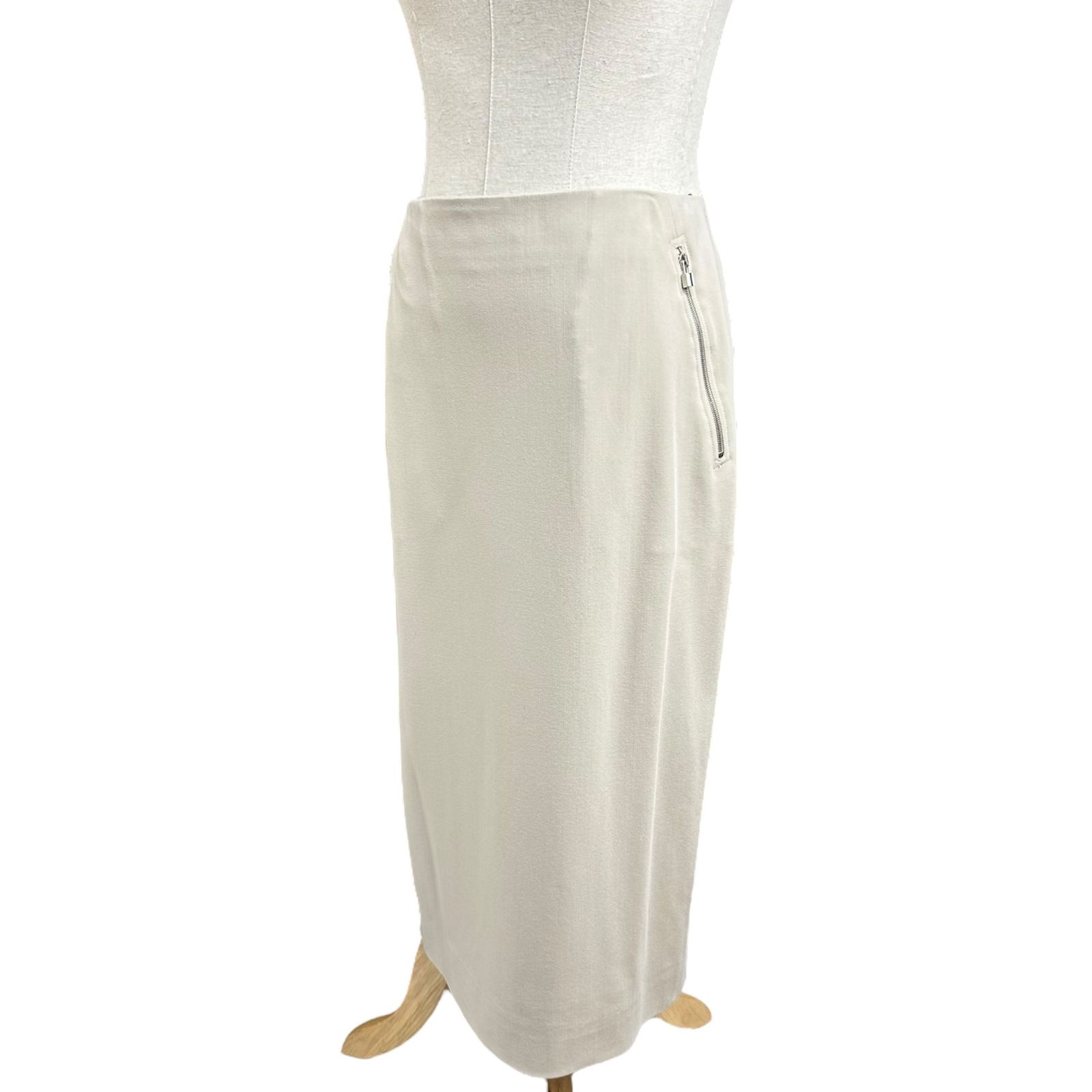 HERMES(エルメス) by Jean Paul Gaultier Cadena Zip Stretch Wool Skirt/ゴルチエ期カデナジップストレッチウールスカート/南京錠シップ 36(S程度) アイボリー 稀少 美品