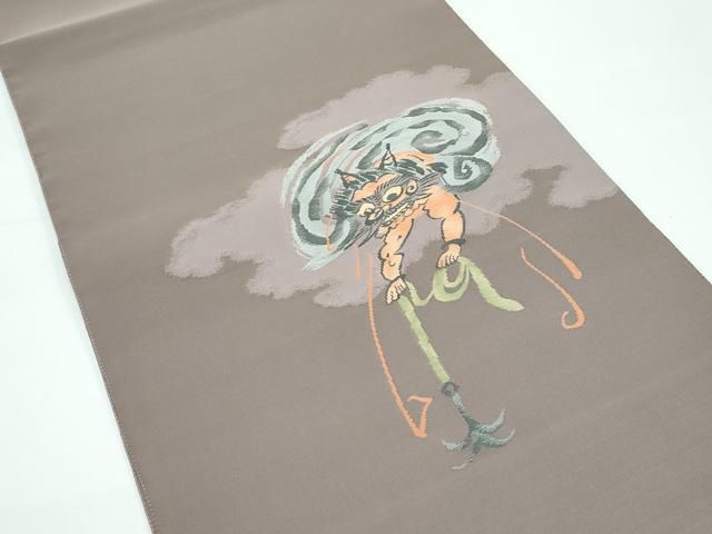 平和屋着物□極上 太鼓柄袋帯 綴れ 大津絵十種 雷公の太鼓