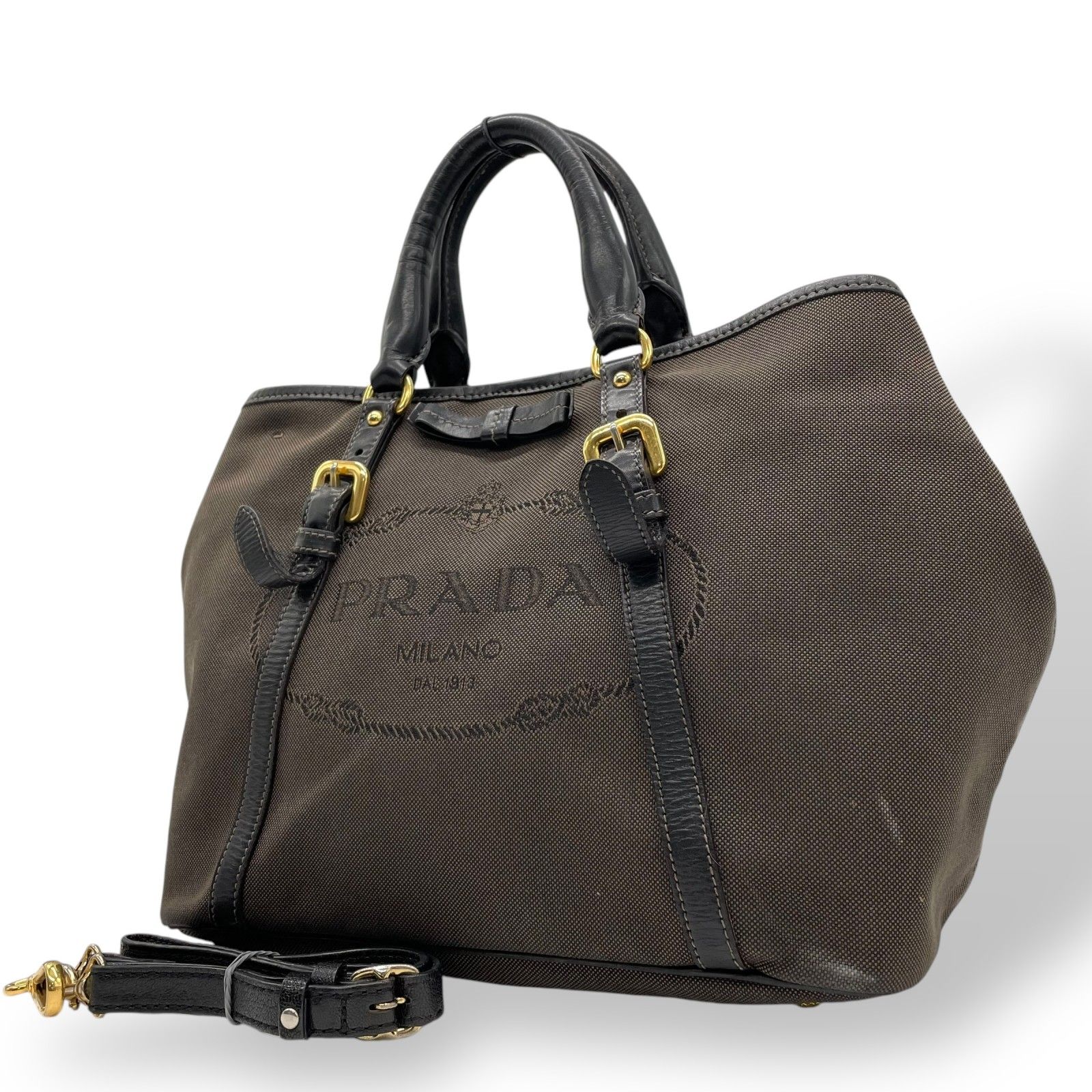 極美品 PRADA プラダ 2WAY ハンドバッグ トートバッグ ロゴ 極美品 PRADA プラダ 2WAY ハンドバッグ トートバッグ ロゴ