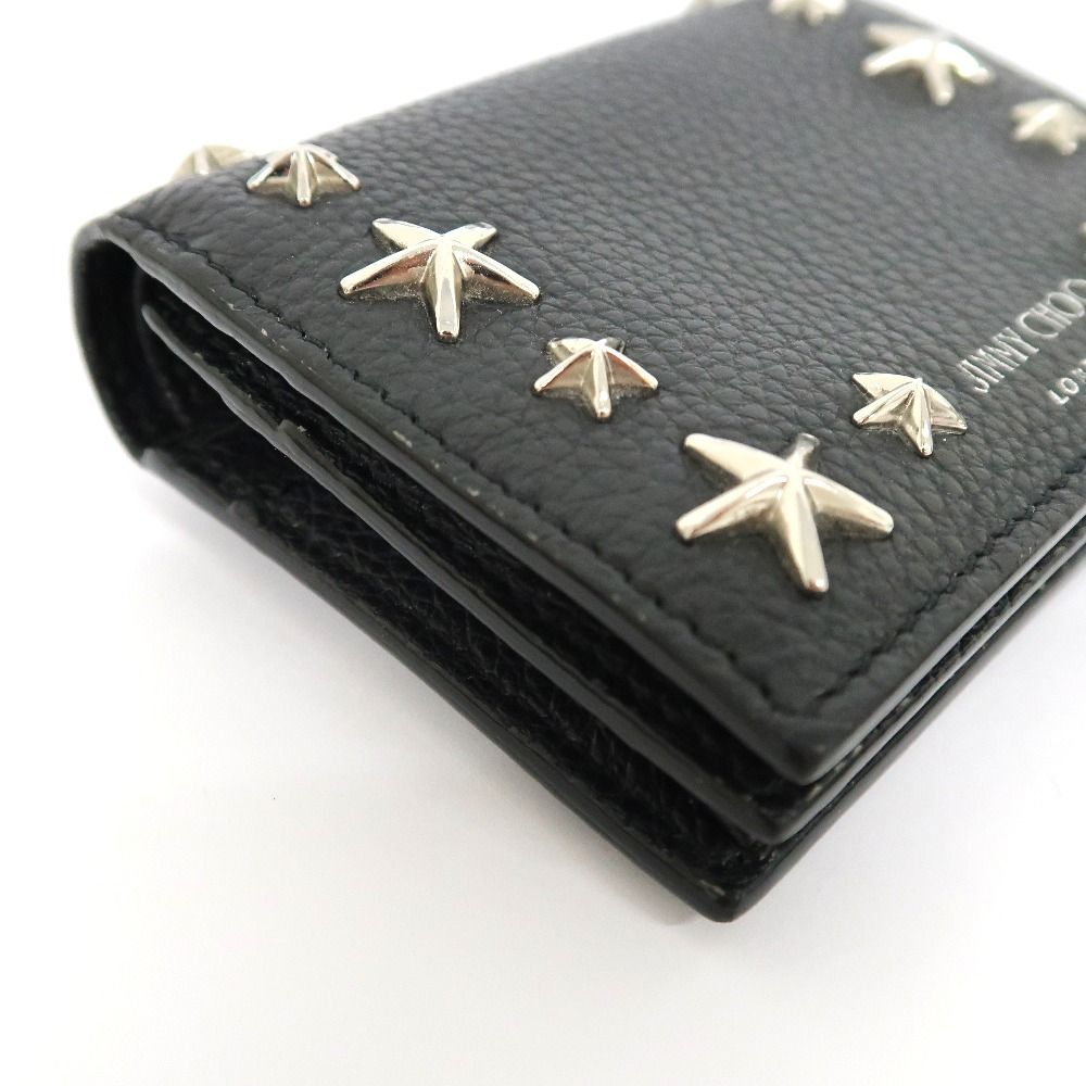 IT325271 ジミーチュウ 二つ折り財布 レザー ブラック スタッズ JIMMY  