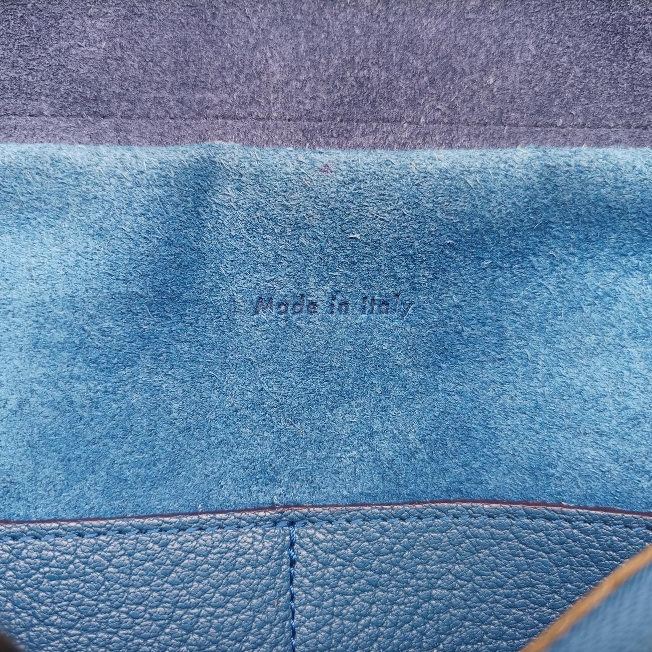 セリーヌCelineベルトバッグミニブルー×ネイビーレザーS-GA-4115