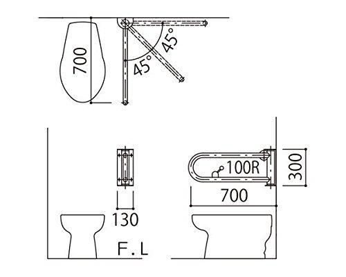 5営業日で発送 新協和 手摺 洋式トイレ用可動型のみ左32mm バフ研磨