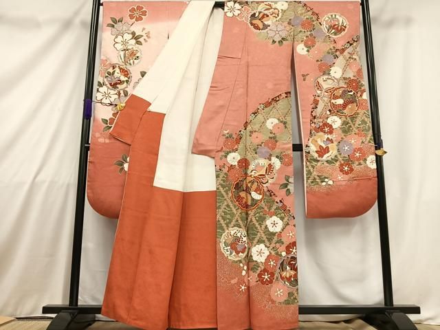 平和屋着物[]七五三 女の子 7歳 祝着 四つ身 刺繍 花蝶文 暈し