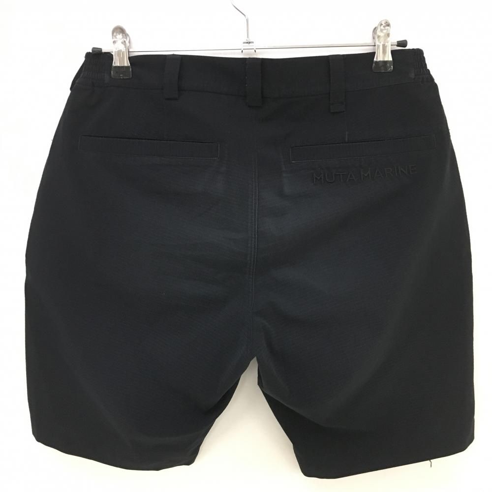 ムータマリン ハーフパンツ 黒 メッシュ調 サイドウエストゴム メンズ