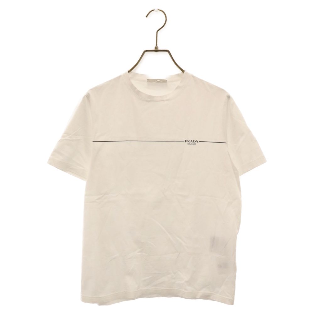 PRADA (プラダ) Interlock Tee ロゴプリント半袖Tシャツ ホワイト  