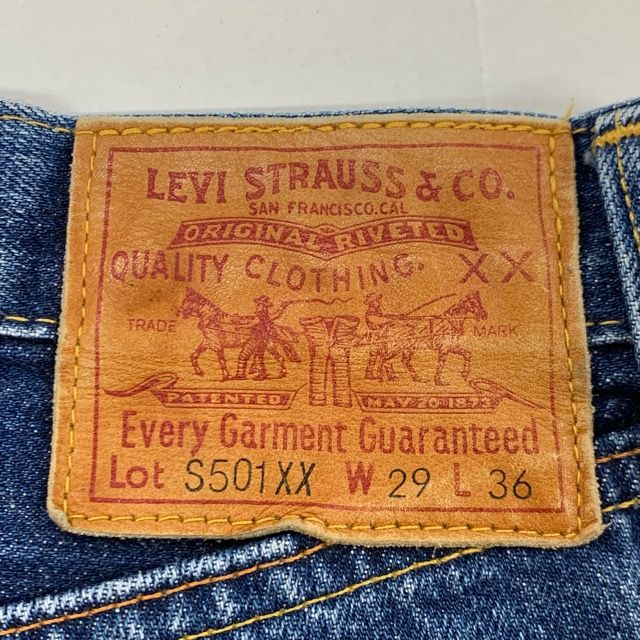 90s Levi's S501XX 大戦モデル 復刻 USA製 バレンシア工場 W29 ビッグE 赤耳 セルビッジ 月桂樹ボタン ボタン裏555  リーバイス デニムパンツ ジーンズ ヴィンテージ 44501 【X0228-001】□