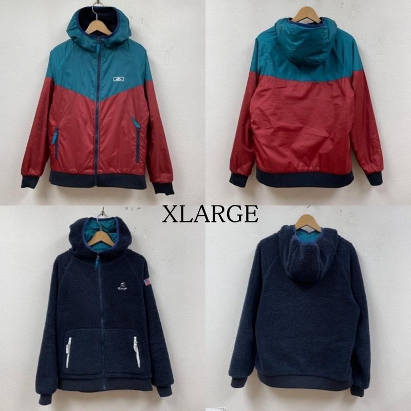 XLARGE エクストララージ ジャケット、上着 ジャンパー、ブルゾン リバーシブル ボア パーカー ナイロンジャケット ブルゾン 刺繍 ロゴ マルチカラー 0123511