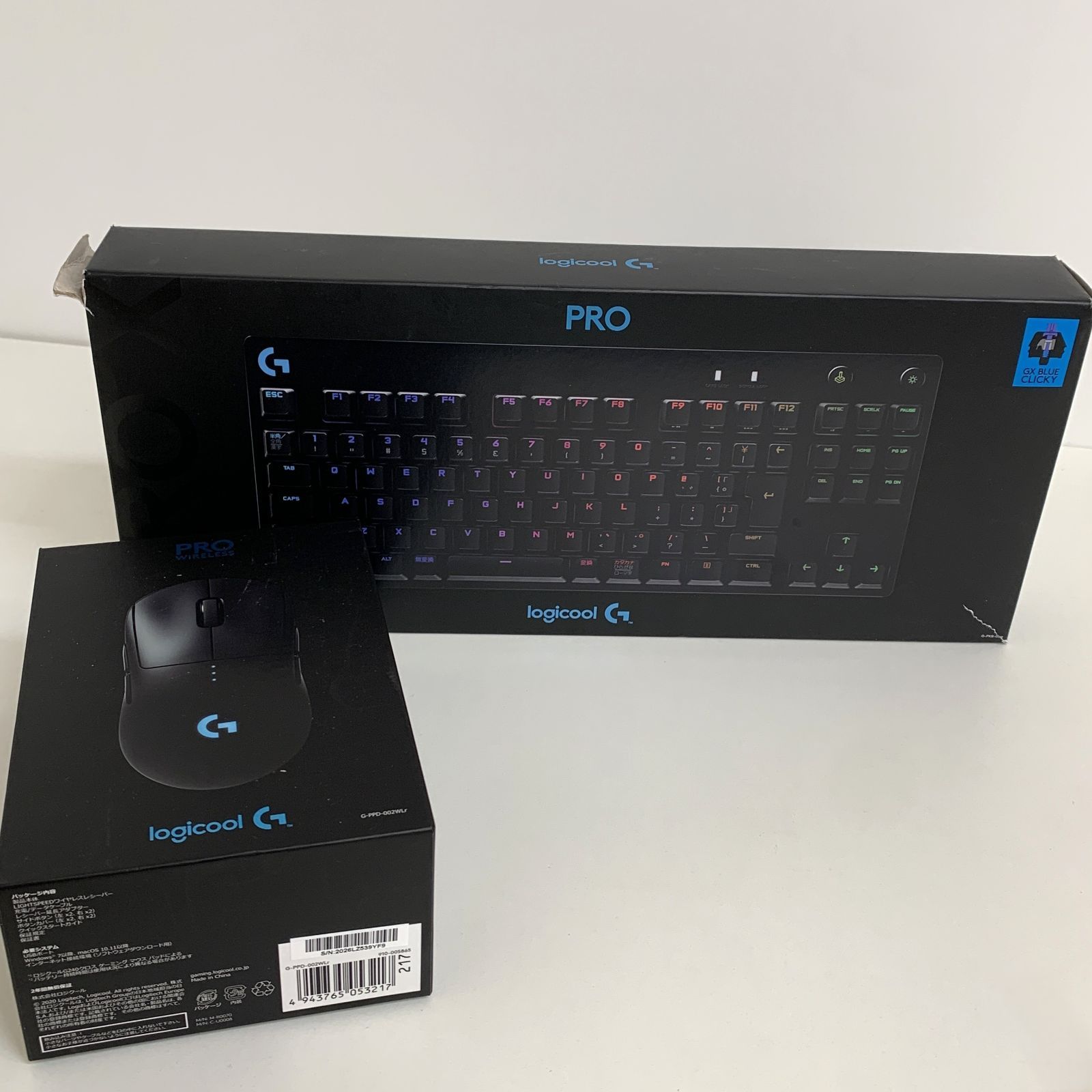 現状品 Logicool PRO Xゲーミングキーボード G-PKB-002 ゲーミングマウス G-PPD-002WLr セット GT