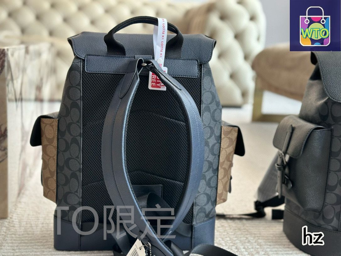 福*郎様 COACH ネイビー　レザー ダブルジッパーバックパック COACH ネイビー レザー ダブルジッパーバックパック - メルカリ