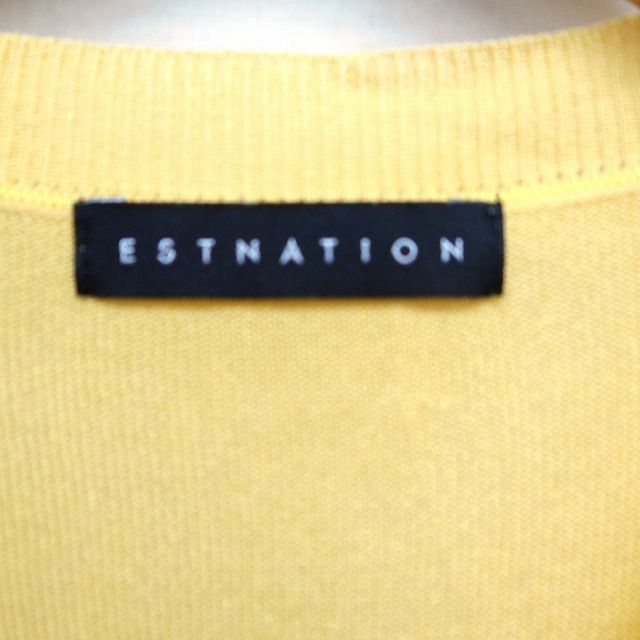 ESTNATION イエロー メンズカーディガン 美品 エストネーション エストネーション ESTNATION ニット カーディガン 異素材切替