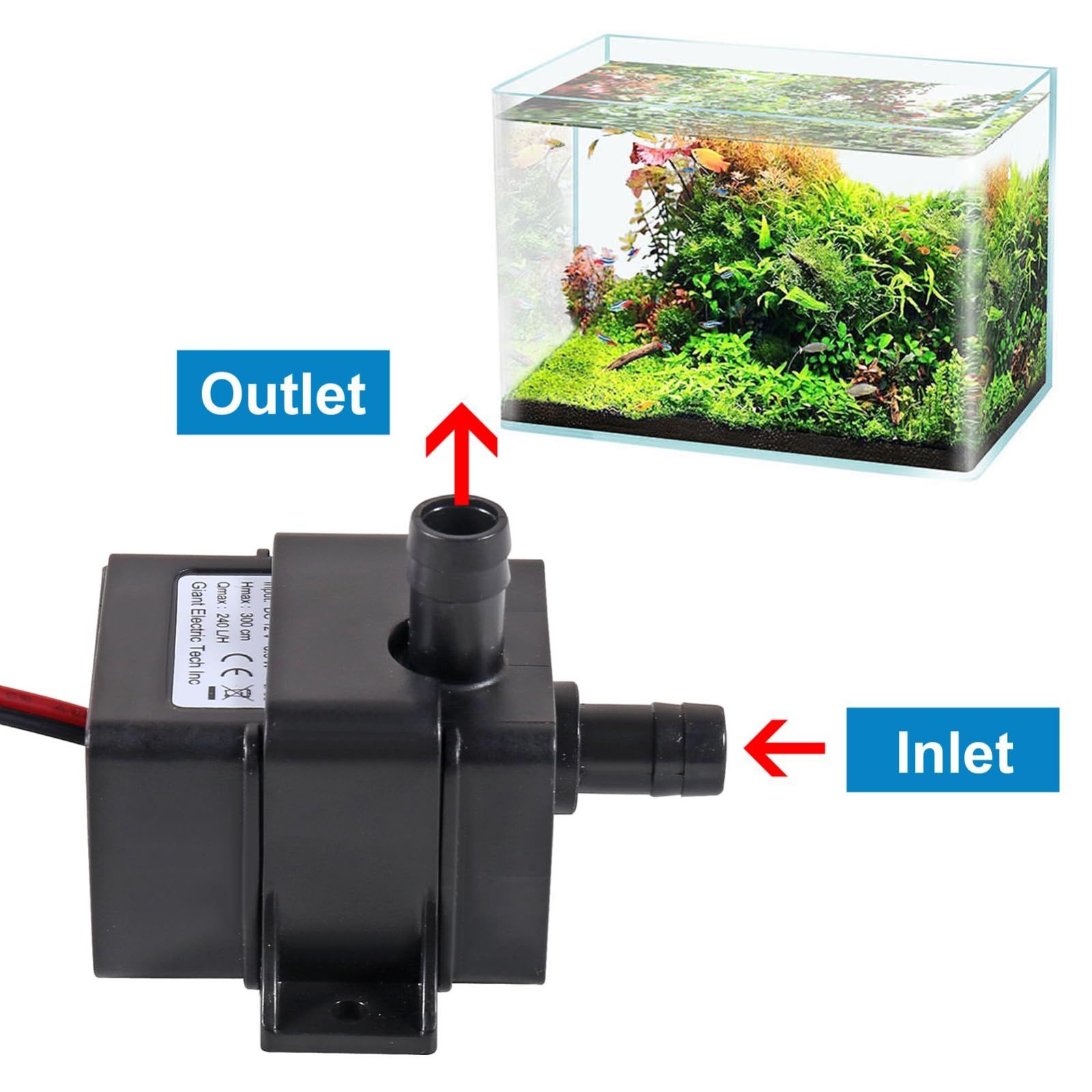 12V3.6W 2個の水槽噴水静音ポンプDC 240L/H潜水ポンプ小型ポンプ、水槽