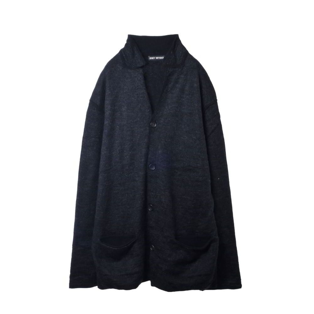 ISSEY MIYAKE イッセイミヤケ ニットジャケット コットン M 墨黒 イッセイミヤケ ニットジャケット （エイポック（イッセイミヤケ