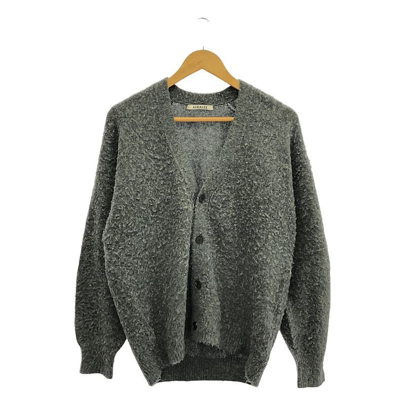 AURALEE | オーラリー | 2025AW | BRUSHED WOOL CASHMERE SILK KNIT CARDIGAN ブラッシュド ウールカシミヤシルク ニット カーディガン | 3 | グレー | メンズ