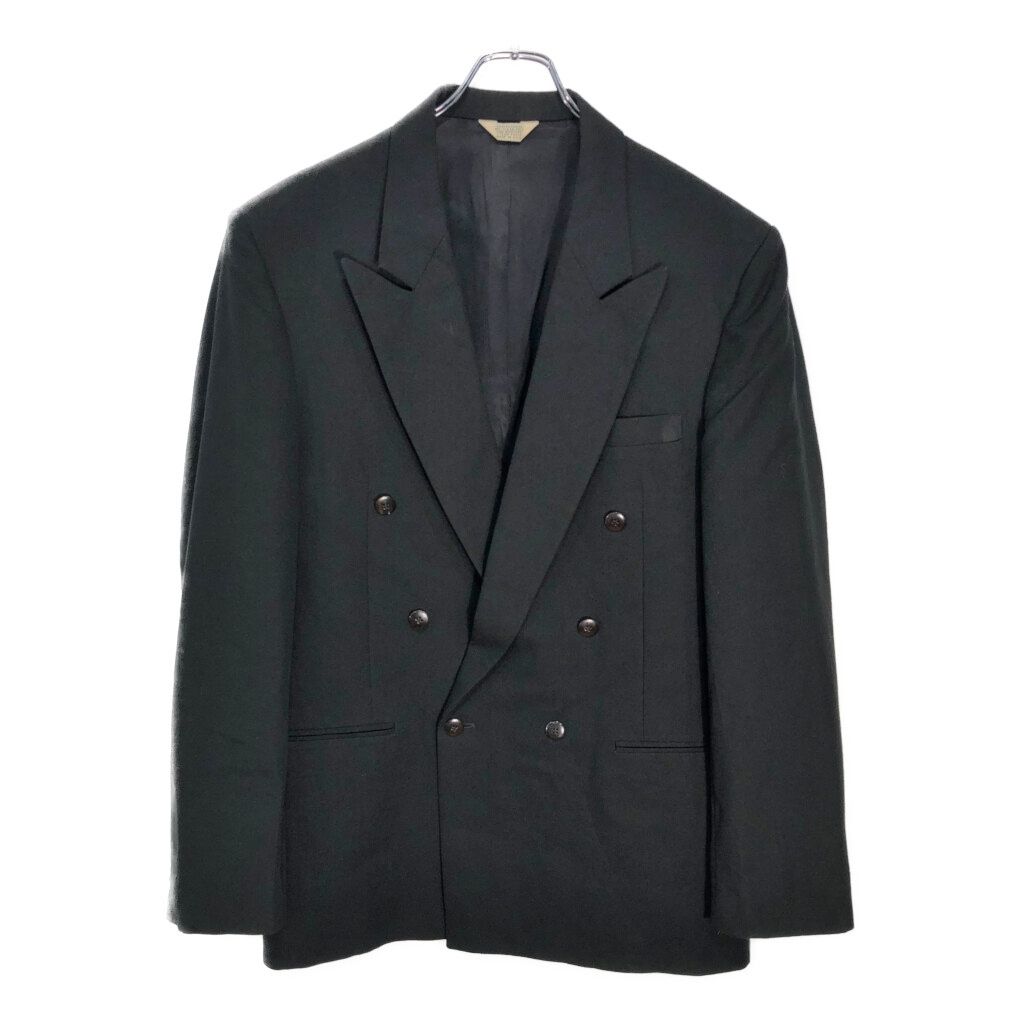 90年代 CELLINI ダブルブレスト テーラードジャケット ブラック メンズ 42 L 古着 v4649