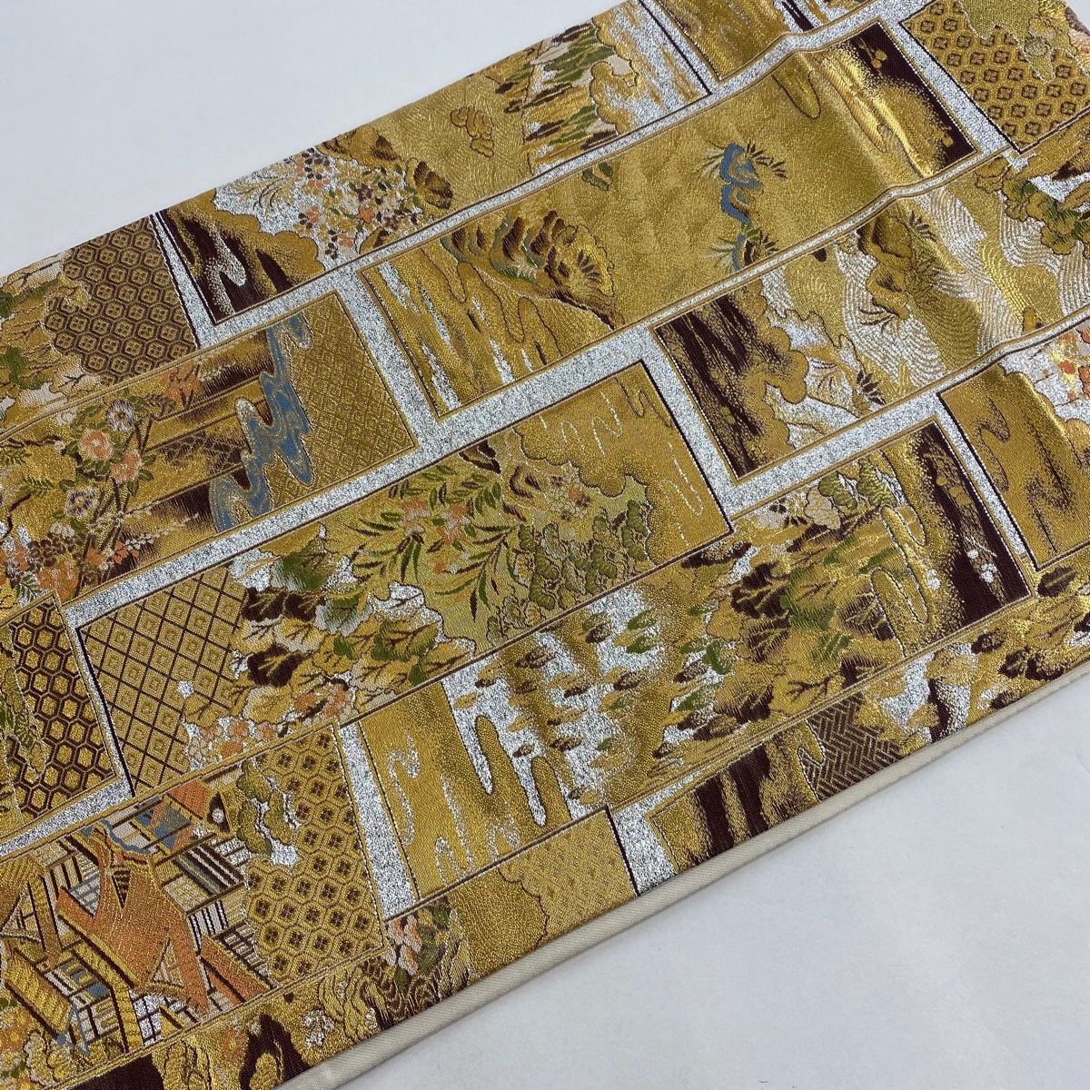 8424円から値引き中 着物 名品 袋帯 グレー 華文 ヱ霞 汕頭刺繍 紬地 正絹 8424円から値引き中 着物 名品 袋帯 藍色 短冊 華文 鳳凰 有職文様 草花