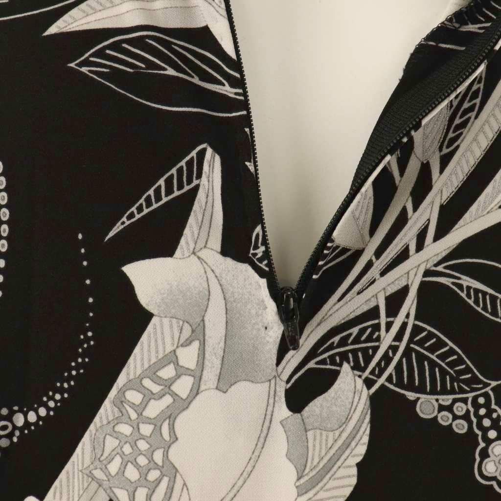  レオナール LEONARD ファッション FASHION カンカン素材 花柄 ハイネックチュニック 長袖 42 ブラック HK OS 長袖 チュニック