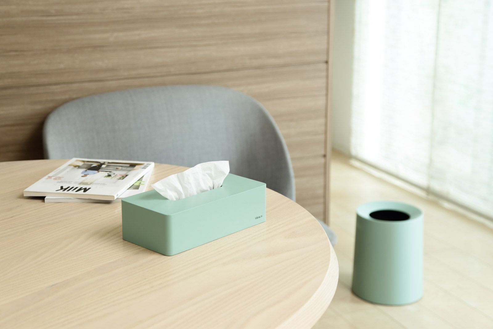 ティッシュケース イデアコ 箱ティッシュ専用 ボックスグランデ ideaco Tissue Case BOX GRANDE アッシュグレー