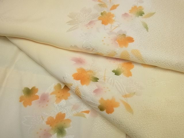 平和屋1■極上　長襦袢　無双仕立て　舞桜文　半衿刺繍　逸品3s3452