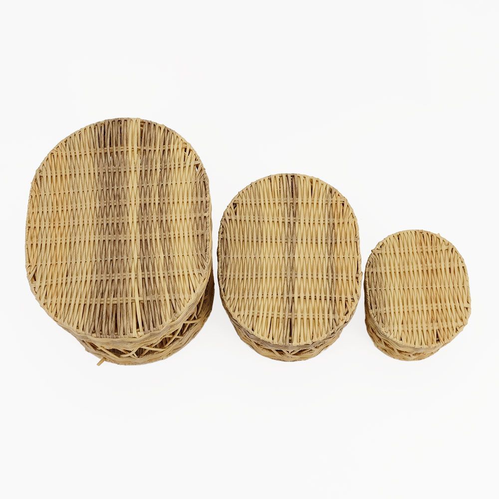 インテリアに馴染みやすい 洗える蓋付きオーバルバスケット