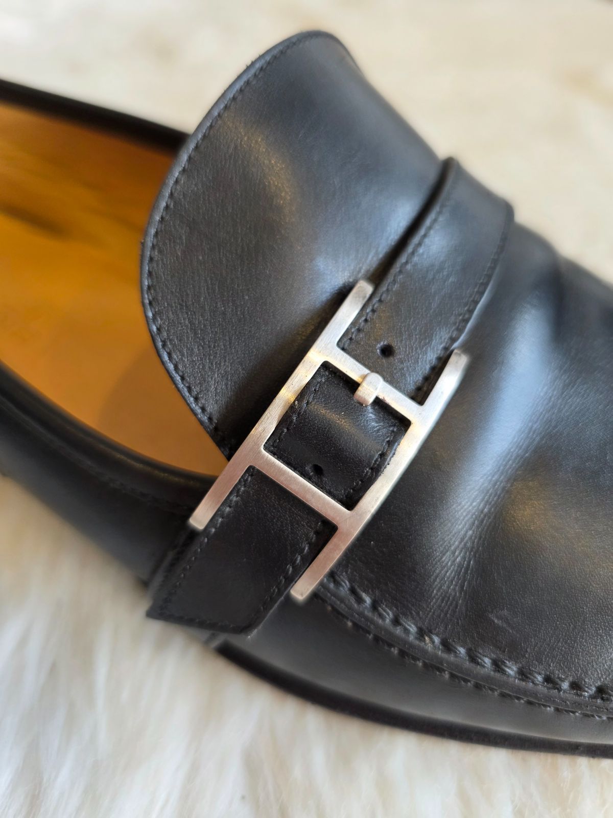 エルメス　HERMES 靴　メンズ　モントレー　42 黒　アピ　シルバー　新品 org.jpg