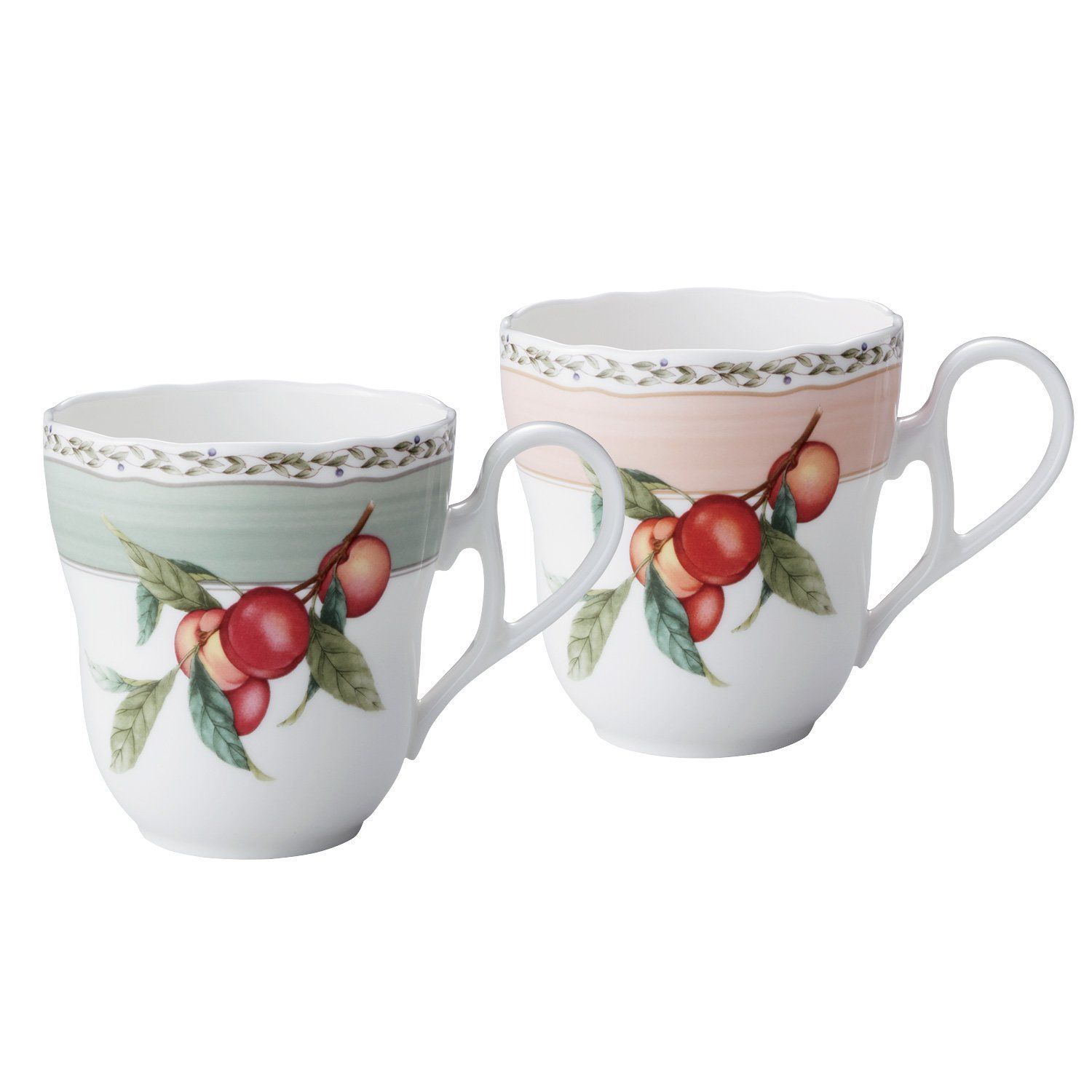 Noritake ノリタケ マグカップ 色変り ペアセット 375cc オーチャードガーデン 電子レンジ対応 2個 アトモスグリーン スモーキーピンク ボーンチャイナ P97855|4911-12