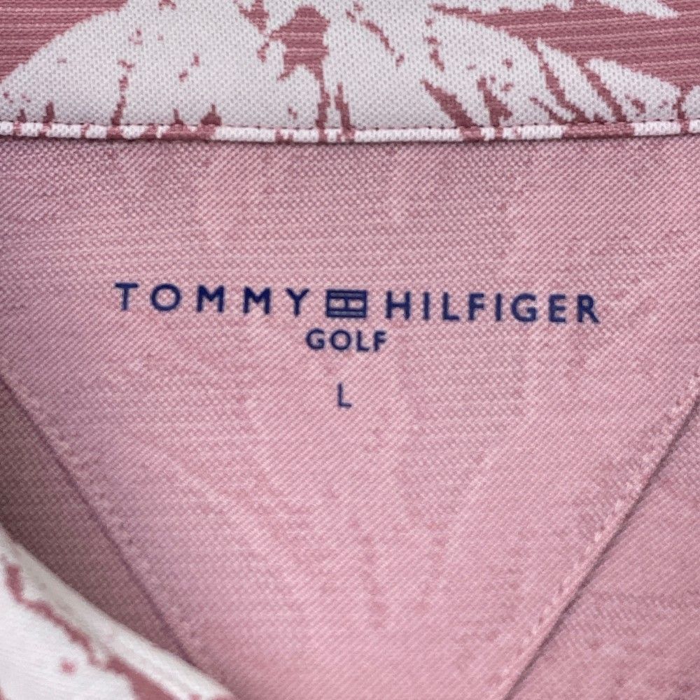 サイズ：L   GOLF トミー ヒルフィガーゴルフ  半袖ポロシャツ ヤシの木柄 ピンク系 [240101444990] ゴルフウェア メンズ ストスト サイズ：L TOMMY HILFIGER GOLF トミー ヒルフィガーゴルフ 半袖
