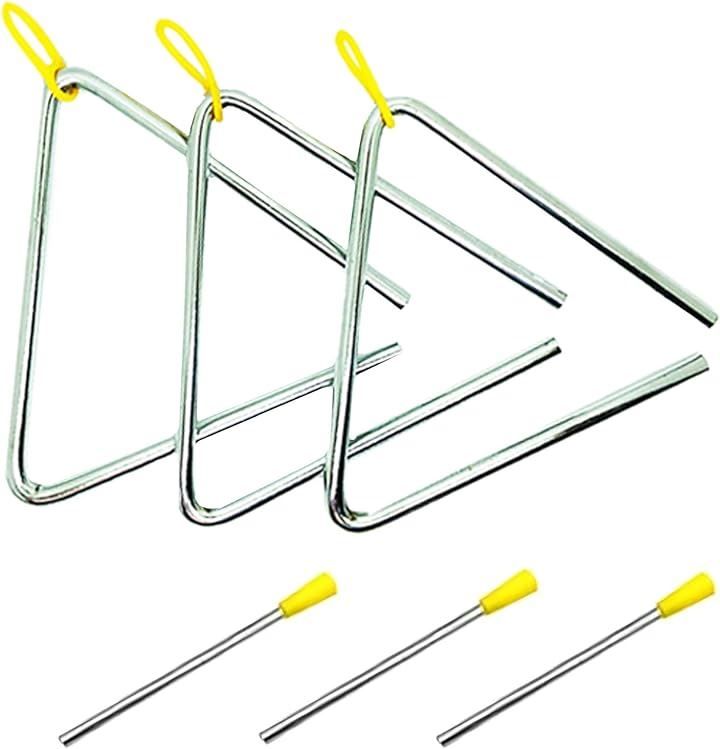 A'stool 트라이앵글, 3종 세트, 6인치, 15cm, 타악기, 리듬 콘서트, 콘서트, 교육용 장난감 (6인치, 15cm)