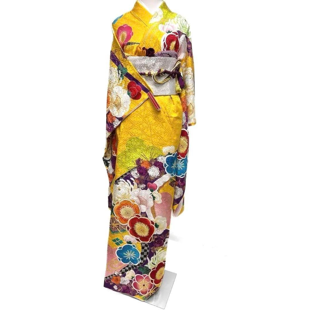 刺繍 金彩 梅花 乱菊 桔梗 振袖 成人式 晴れの日 着物 032a p 刺繍 金彩 梅花 乱菊 桔梗 振袖 成人式 晴れの日 着物 032a p