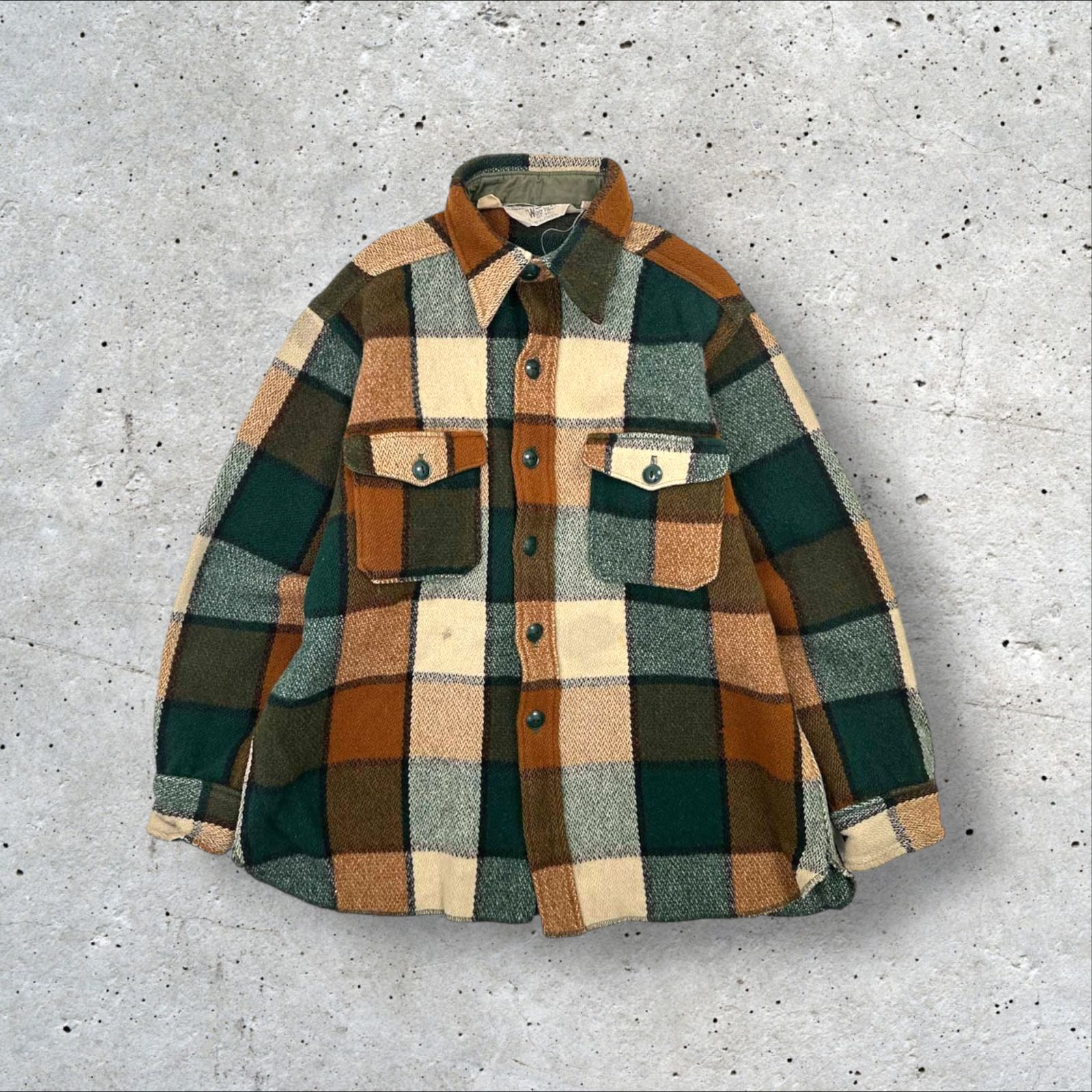 Woolrich 70s 詳し 100%ウール チェック柄ジャケット ハーフジップ